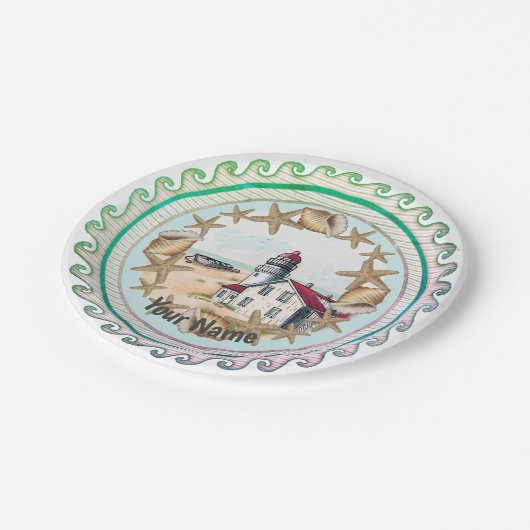 Assiettes En Carton Plaque papier Seashell Lighthouse (Angle)