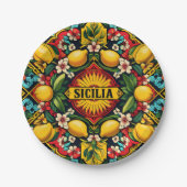 Assiettes En Carton Plaque papier sicilienne Sicilia (Devant)