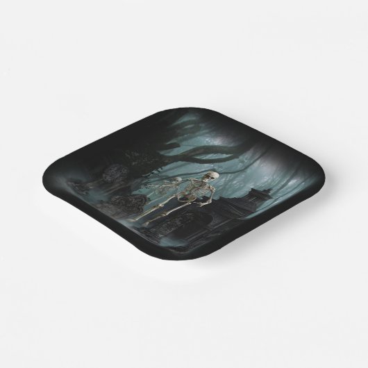 Assiettes En Carton Plaque papier Skeletons Hauné (Angulaire)