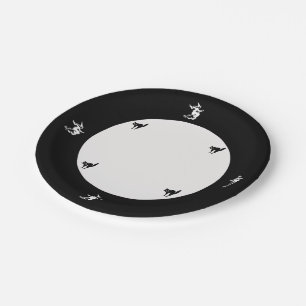 Assiettes En Carton Plaque papier - Sorcière volante et chat noir