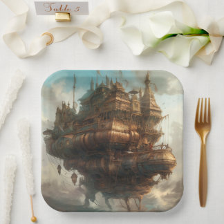 Assiettes En Carton Plaque papier : Steampunk Voyage