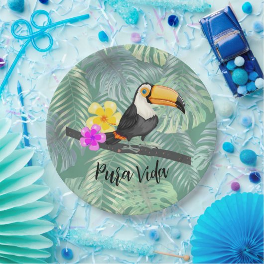 Assiettes En Carton Plaque papier Tropical Toucan Pura Vida (Fête)