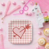 Assiettes En Carton Plaque papier Valentine Coeur et Flèche (Fête)