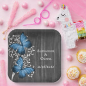 Assiettes En Carton Plaque Papier Wedding shower Bleu Rustique Papier (Fête)