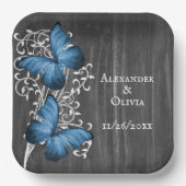 Assiettes En Carton Plaque Papier Wedding shower Bleu Rustique Papier (Recto)