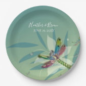Assiettes En Carton Plaque papier Wedding shower de libellule de repos (Devant)
