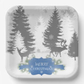 Assiettes En Carton Plaque papier Winter Wonderland - Bleu (Recto)