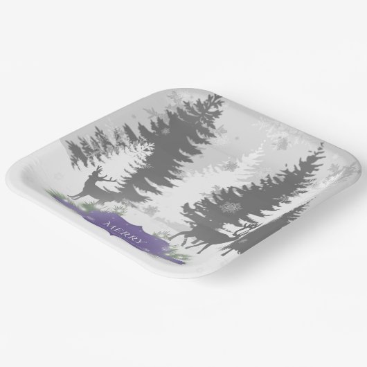 Assiettes En Carton Plaque papier Winter Wonderland - violet (Angulaire)