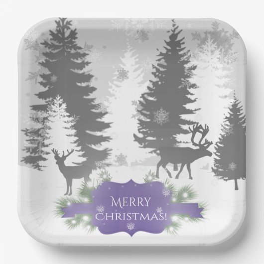 Assiettes En Carton Plaque papier Winter Wonderland - violet (Recto)
