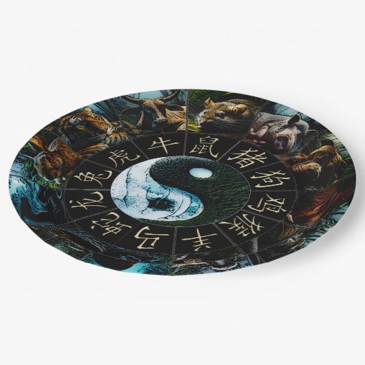 Assiettes En Carton Plaque papier YinYang (Angle)