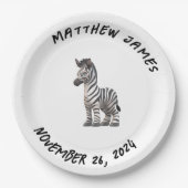 Assiettes En Carton Plaque Papier Zebra pour bébé personnalisable (Devant)