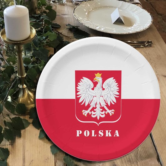 Assiettes En Carton Plaque Patriotique Pologne, Aigle, drapeau polonai