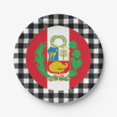 Assiettes En Carton Plaque Pérou, plaid de buffle & Drapeau péruvien (Devant)