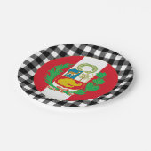 Assiettes En Carton Plaque Pérou, plaid de buffle & Drapeau péruvien (Angle)