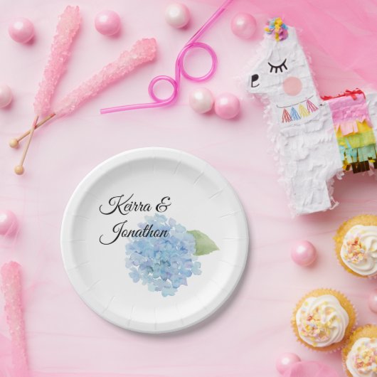 Assiettes En Carton Plaque personnalisée Blue Hydrangea (Fête)