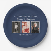 Assiettes En Carton Plaque photo 80e anniversaire (Devant)