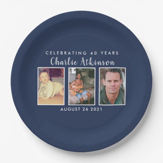 Assiettes En Carton Plaque photo de 40e anniversaire (Devant)