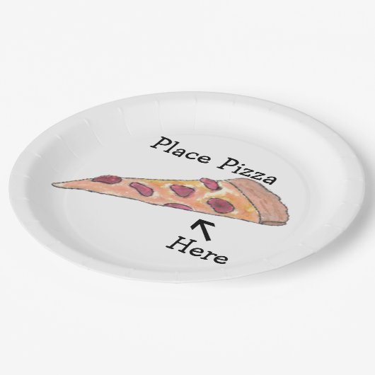 Assiettes En Carton Plaque "Place Pizza Here" (Angle)