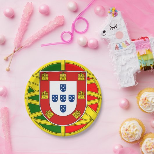 Assiettes En Carton Plaque portugaise, Emblème, surdimensionné, drapea (Fête)