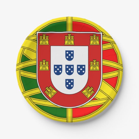 Assiettes En Carton Plaque portugaise, Emblème, surdimensionné, drapea (Devant)