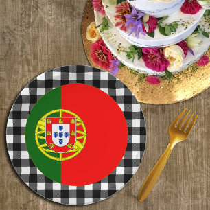 Assiettes En Carton Plaque Portugal, plaid de buffle & drapeau portuga