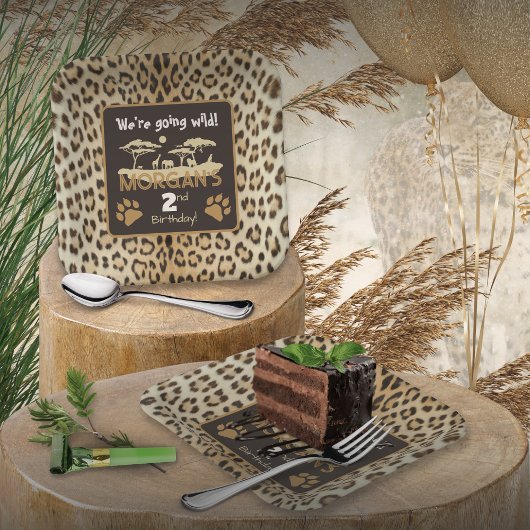 Assiettes En Carton Plaque poster de animal Leopard Anniversaire
