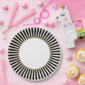 Assiettes En Carton Plaque rayée noire et blanche (Fête)