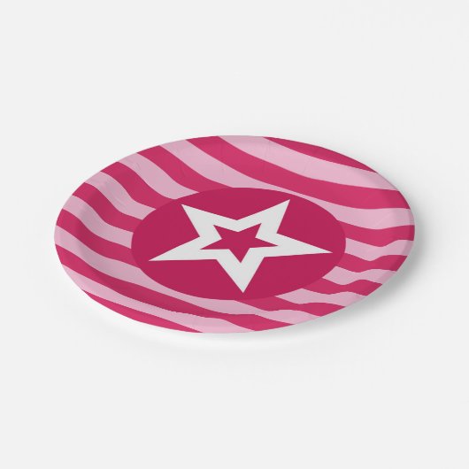 Assiettes En Carton Plaque rose étoile (Angle)