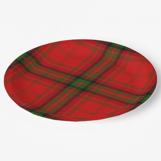 Assiettes En Carton Plaque rouge vert tartan MacDougall (Angle)