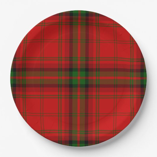 Assiettes En Carton Plaque rouge vert tartan MacDougall (Devant)