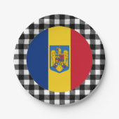 Assiettes En Carton Plaque Roumanie, plaid de buffle & drapeau roumain (Devant)