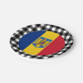 Assiettes En Carton Plaque Roumanie, plaid de buffle & drapeau roumain (Angle)
