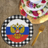 Assiettes En Carton Plaque Russie, plaid de buffle & drapeau russe