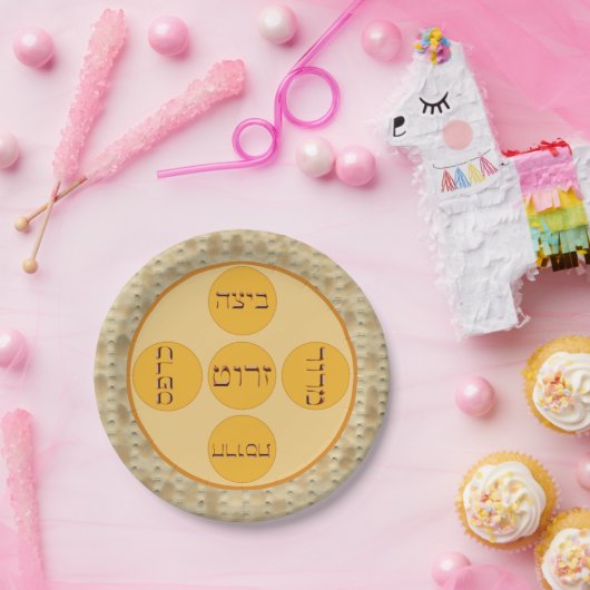 Assiettes En Carton Plaque Seder avec bordure Matzoh (Fête)