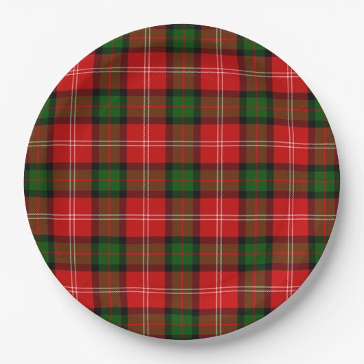 Assiettes En Carton Plaque vert rouge tartan MacKintosh (Devant)