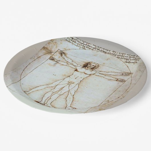 Assiettes En Carton Plaque Vitruvian de Léonard de Vinci (Angle)
