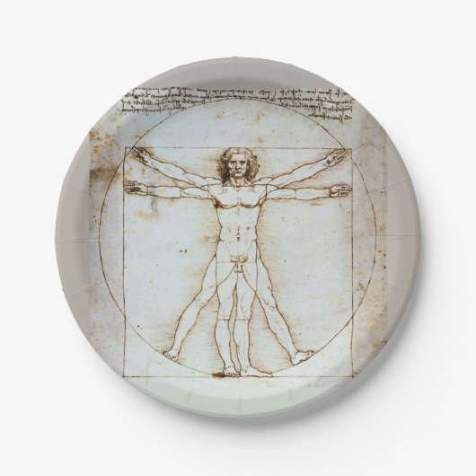 Assiettes En Carton Plaque Vitruvian de Léonard de Vinci (Devant)