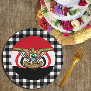 Assiettes En Carton Plaque Yémen, plaid de buffle & drapeau yéménite