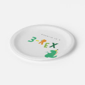 Assiettes En Carton Plaques 3-Rex Dinosaur Party pour le 3e anniversai (Angle)