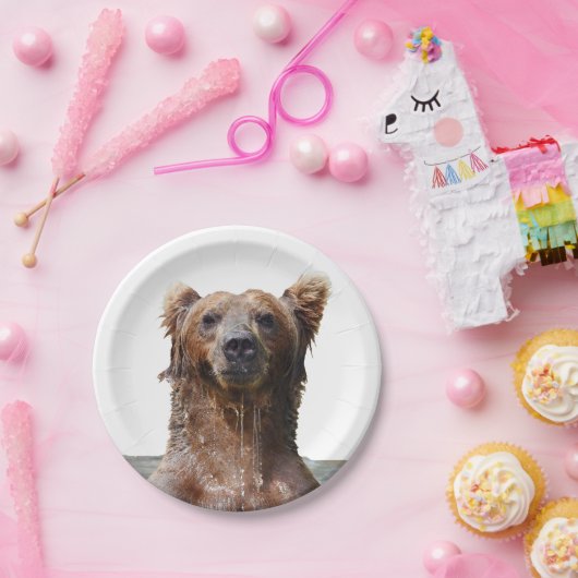 Assiettes En Carton Plaques à papier 7" avec l'ours gris (Fête)