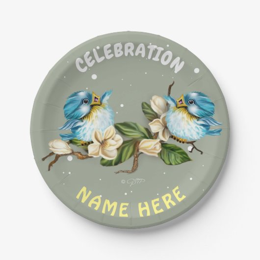 Assiettes En Carton Plaques à papier 7 d'OISEAUX de NEIGE (Devant)