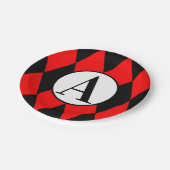 Assiettes En Carton Plaques à papier 7" HARLEQUIN et MONOGRAMME ROUGES (Angle)