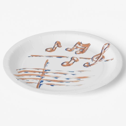 Assiettes En Carton PLAQUES À PAPIER 9INCH de NOTES de MUSIQUE (Angle)