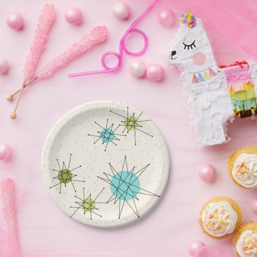 Assiettes En Carton Plaques à papier atomiques iconiques de Starbursts (Fête)