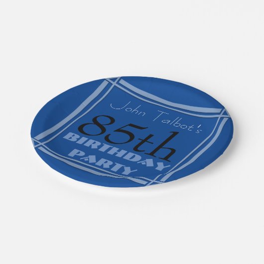 Assiettes En Carton plaques à papier bleues de 85th vue de fête (Angle)