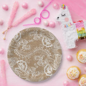 Assiettes En Carton Plaques à papier chics minables de dentelle et de (Fête)