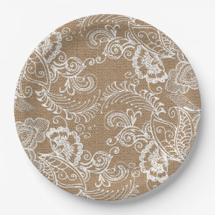 Assiettes En Carton Plaques à papier chics minables de dentelle et de