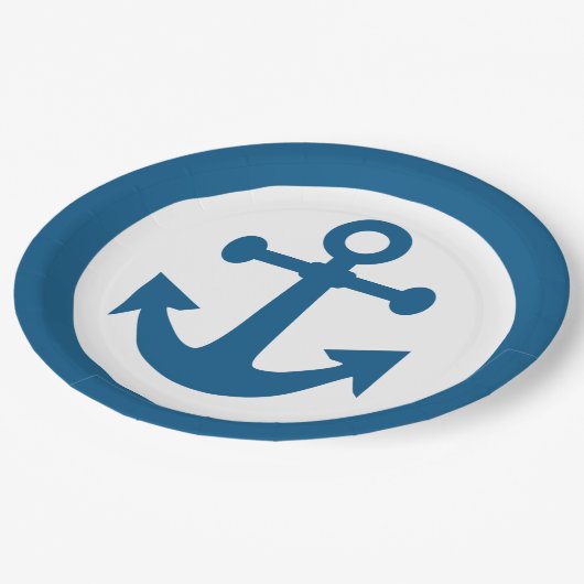 Assiettes En Carton Plaques à papier d'Ancre nautique (Angle)