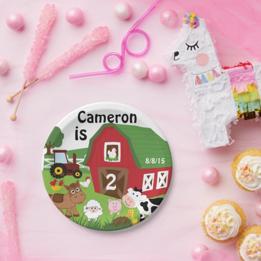 Assiettes En Carton Plaques à papier d'anniversaire d'animal de ferme (Fête)