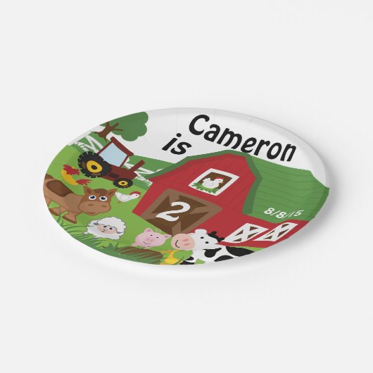 Assiettes En Carton Plaques à papier d'anniversaire d'animal de ferme (Angle)